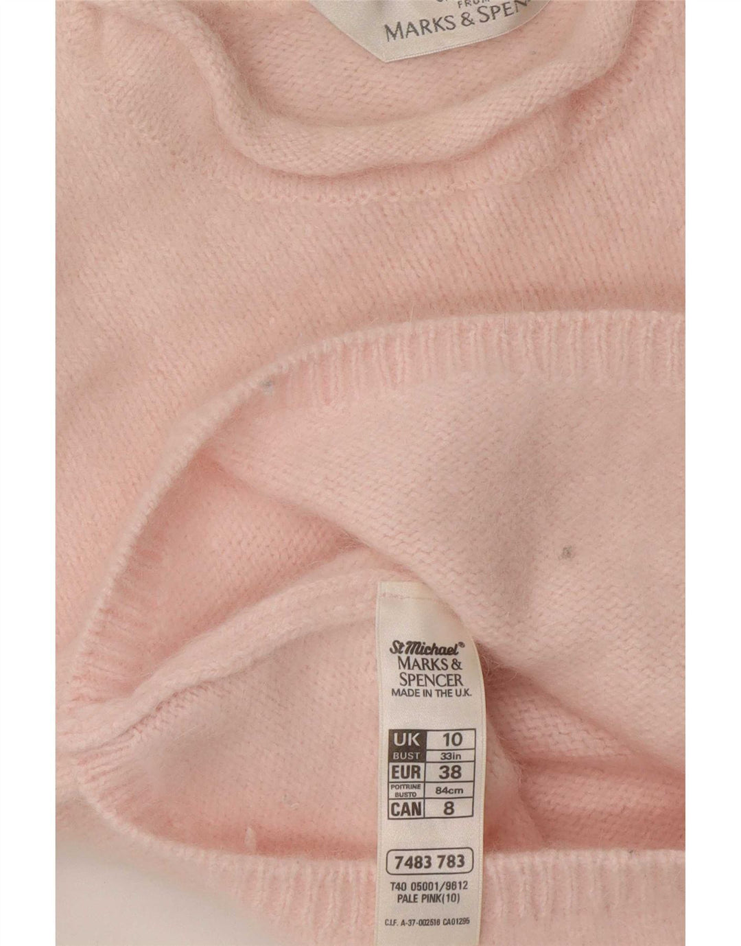 Marks & Spencer Womens Short Sleeve Crew Neck Jumper Sweater UK 10 Small Pi