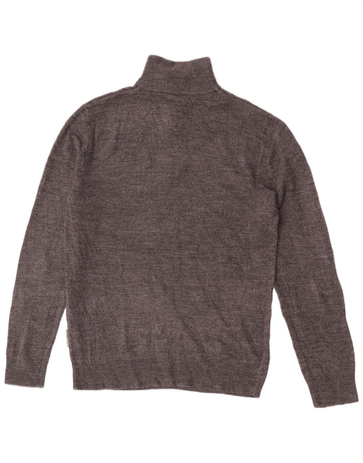 French Connection Mens Zip Neck Jumper Sweater Large Grey Flecked Acrylic