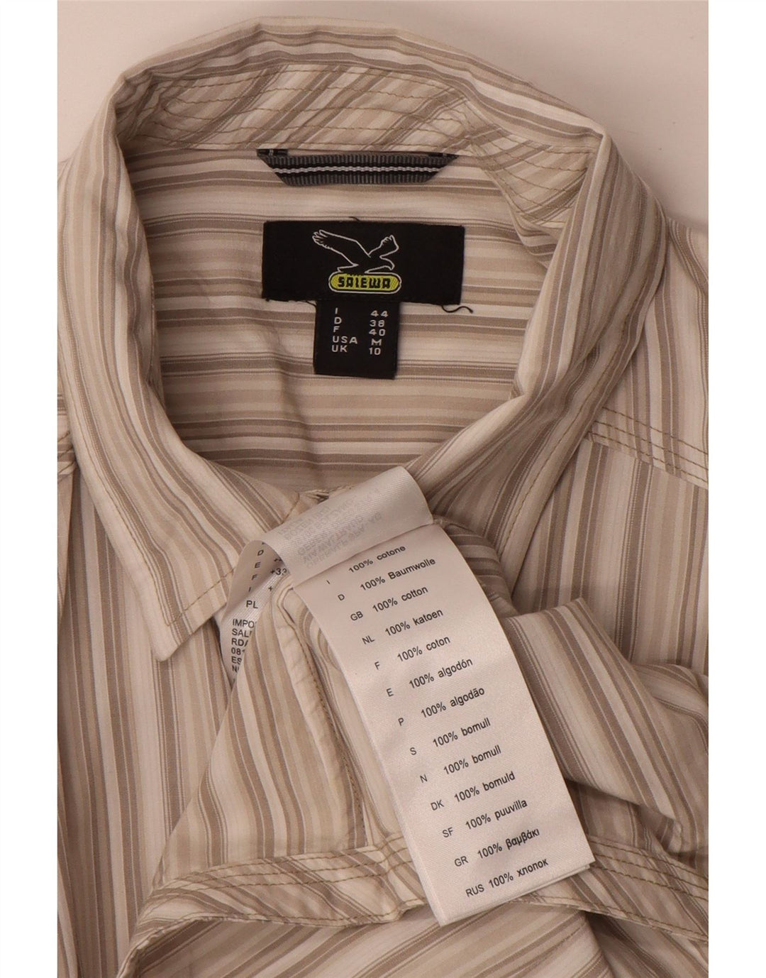 SALEWA Womens Shirt UK 10 Small Beige Striped Cotton