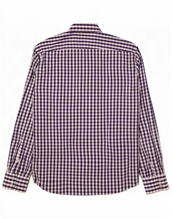 Hugo Boss Mens Regular Fit Shirt Size 42 16 1/2 Large Navy Blue Gingham