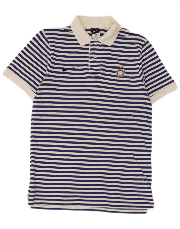 Nike Mens Inter Milan Polo Shirt Medium Navy Blue Striped Cotton