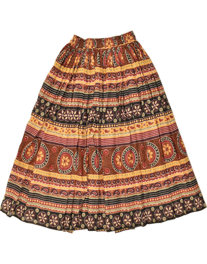 VINTAGE Womens Flared Skirt IT 40 Small W26 Brown Paisley Cotton | Vintage Vintage | Thrift | Second-Hand Vintage | Used Clothing | Messina Hembry 