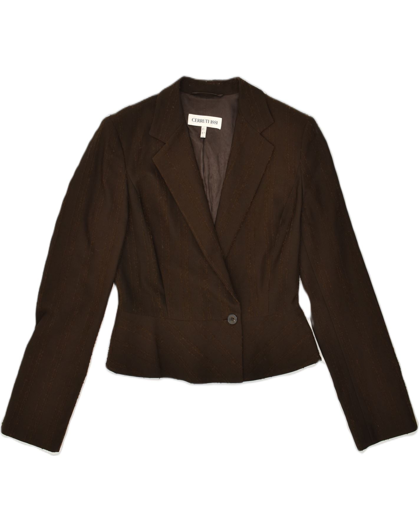 CERRUTI Veste blazer 1 bouton pour femme UK 12 Marron moyen