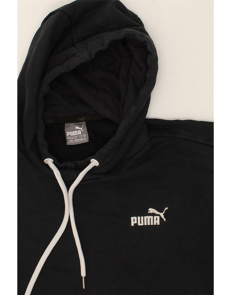 PUMA Mens Graphic Hoodie Jumper Medium Black Cotton | Vintage Puma | Thrift | Second-Hand Puma | Used Clothing | Messina Hembry 