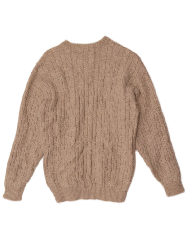 Colmar Womens Graphic Boat Neck Jumper Sweater UK 12 Medium Beige Geometric
