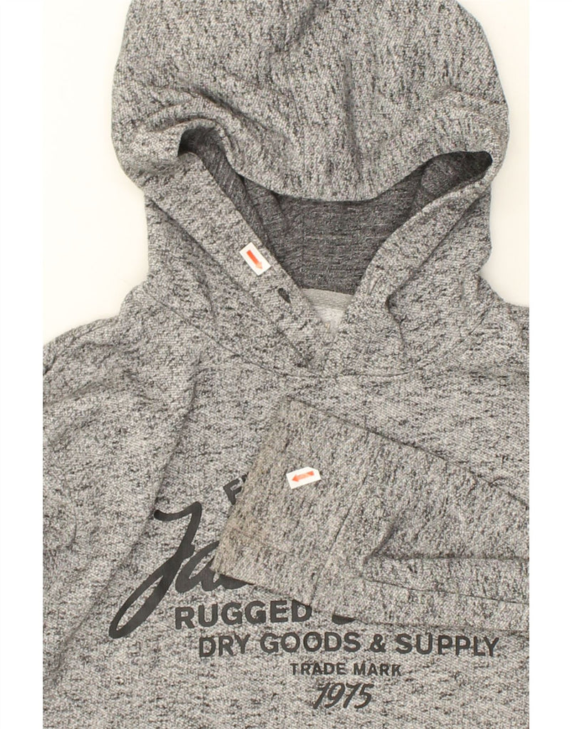 JACK & JONES Mens Graphic Hoodie Jumper Small Grey Flecked Polyester | Vintage Jack & Jones | Thrift | Second-Hand Jack & Jones | Used Clothing | Messina Hembry 