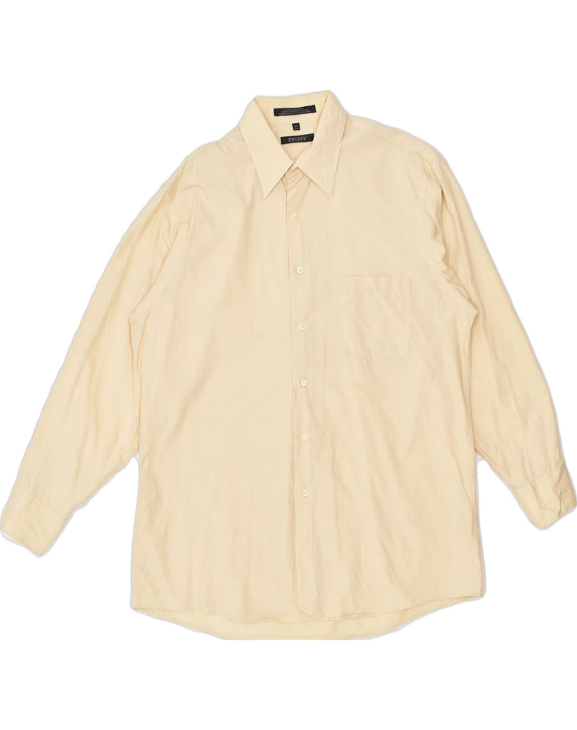 DKNY Mens Shirt Size 16 1/2 Large Yellow Cotton | Vintage | Thrift | Second-Hand | Used Clothing | Messina Hembry 