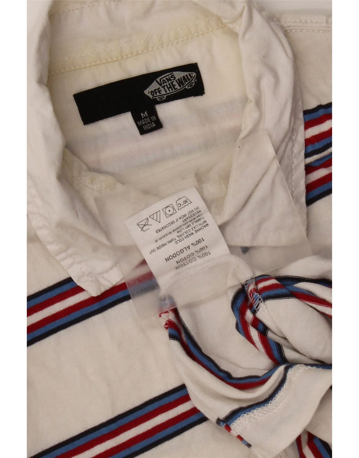 Vans Mens Polo Shirt Medium White Striped Cotton