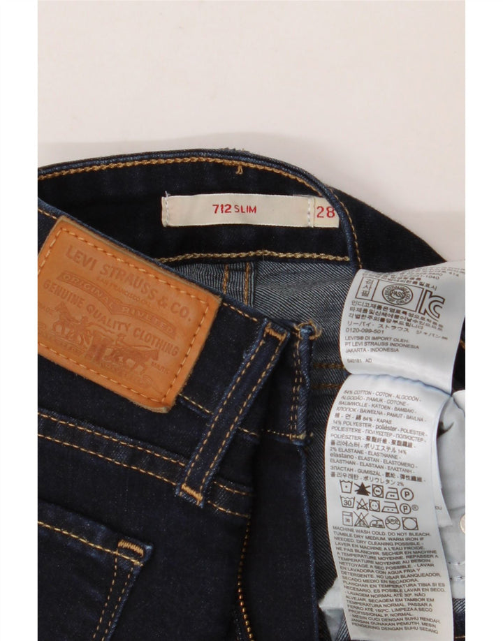 LEVI'S Womens 712 Slim Jeans W28 L28 Navy Blue Cotton