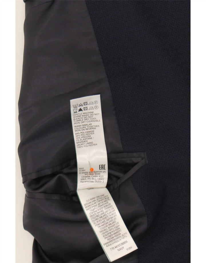 Marks & Spencer Mens 2 Button Blazer Jacket UK 48 4XL Navy Blue Polyamide