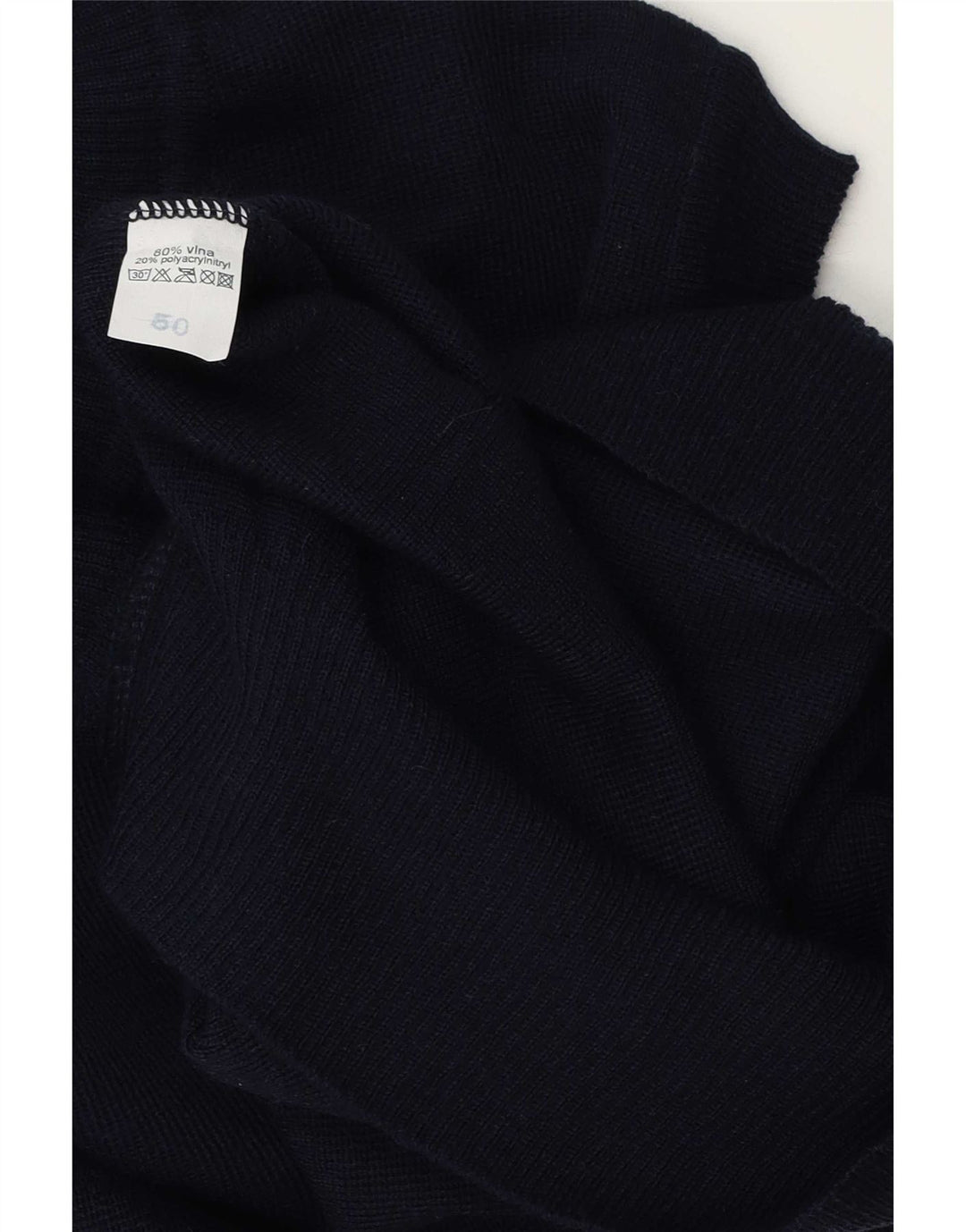 Vintage Mens Vest Tank Top EU 50 Medium Navy Blue Polyacrylic