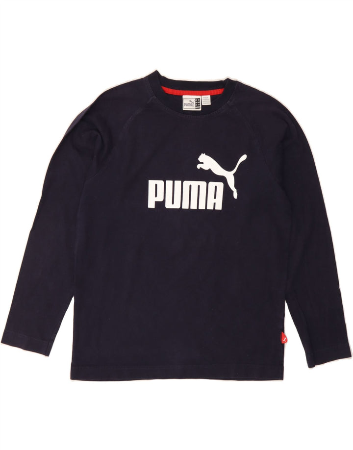 PUMA Boys Graphic Top Long Sleeve 13-14 Years Navy Blue Vintage Puma and Second-Hand Puma from Messina Hembry 