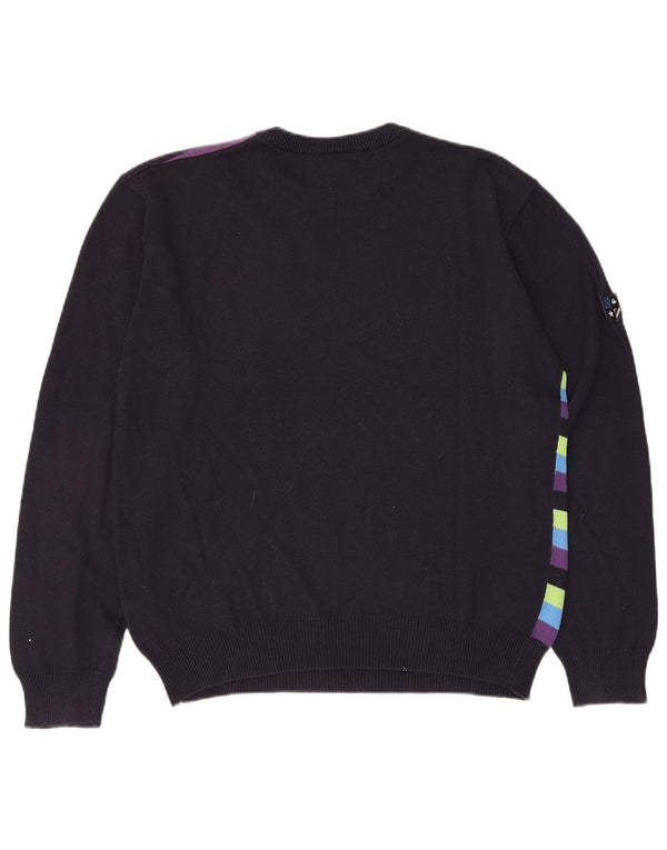 Quiksilver Boys Crew Neck Jumper Sweater 13-14 Years Black Striped Acrylic