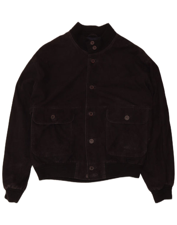 ZARRO Mens Suede Bomber Jacket IT 54 2XL Black Leather