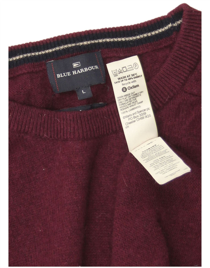 Marks & Spencer Mens Blue Harbour Crew Neck Jumper Sweater Large Burgundy