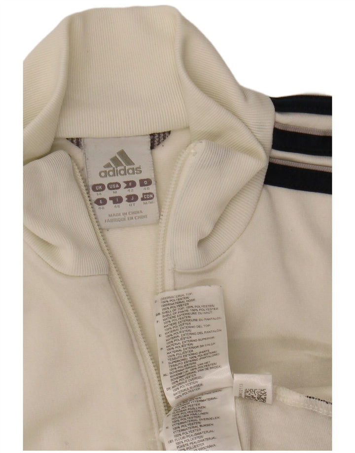 ADIDAS Womens Tracksuit Top Jacket UK 14 Medium White Polyester