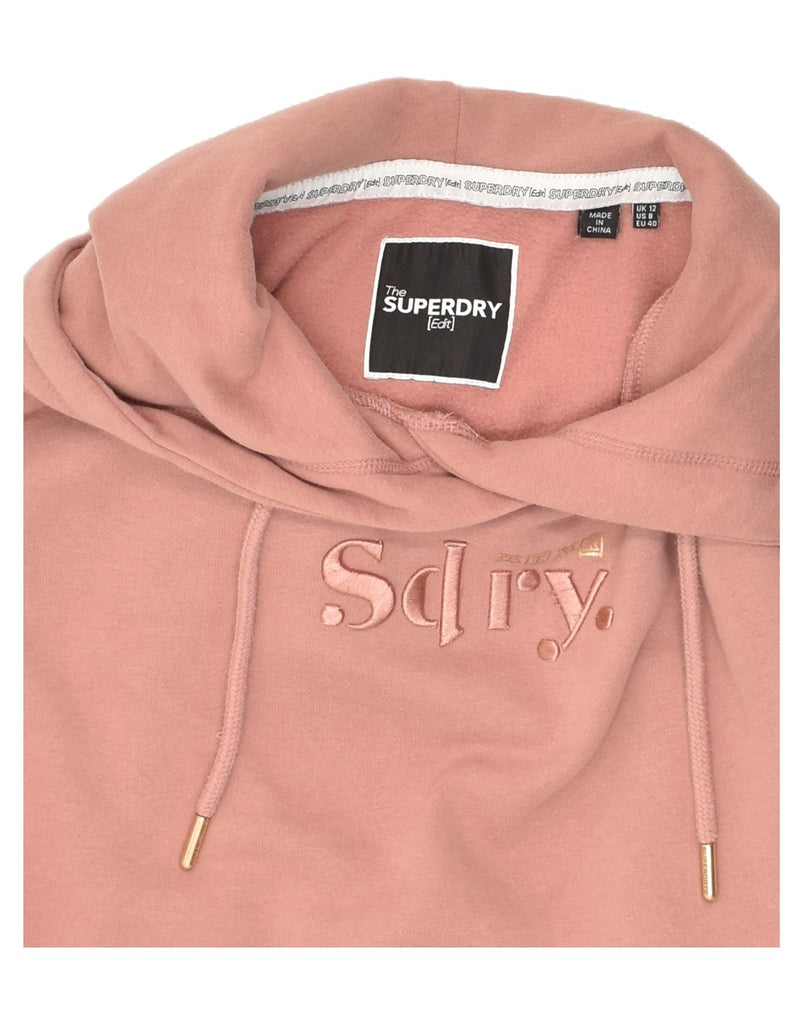 SUPERDRY Womens Graphic Hoodie Jumper UK 12 Medium Pink Cotton | Vintage Superdry | Thrift | Second-Hand Superdry | Used Clothing | Messina Hembry 