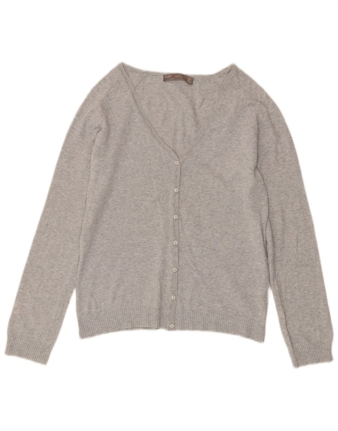 Zara Womens Cardigan Sweater UK 14 Large Grey Flecked