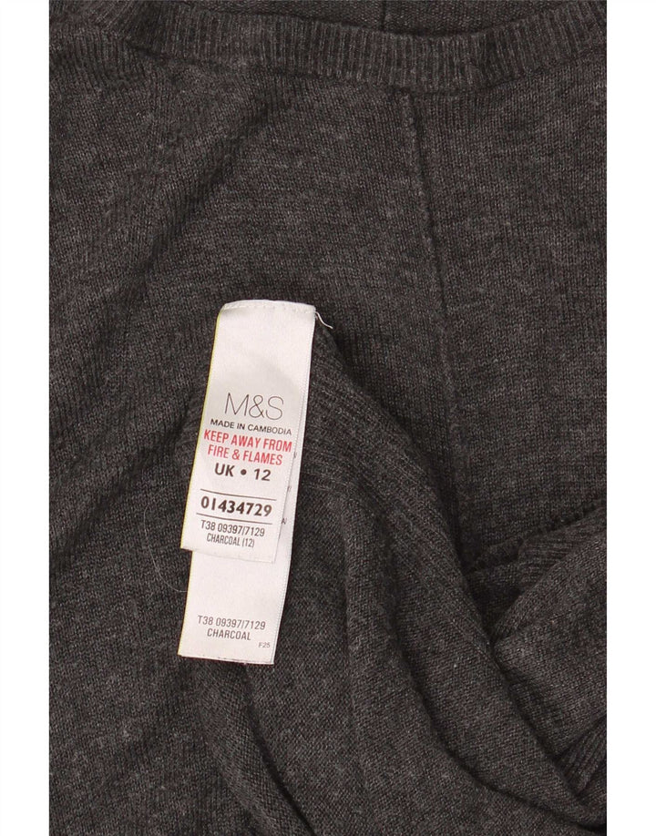 Marks & Spencer Womens 3/4 Sleeve Boat Neck Jumper Sweater UK 12 Medium Gre