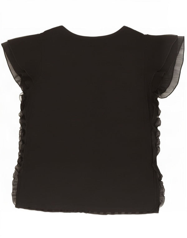 Marks & Spencer Womens Per Una Short Sleeve Shirt Blouse UK 16 Large Black