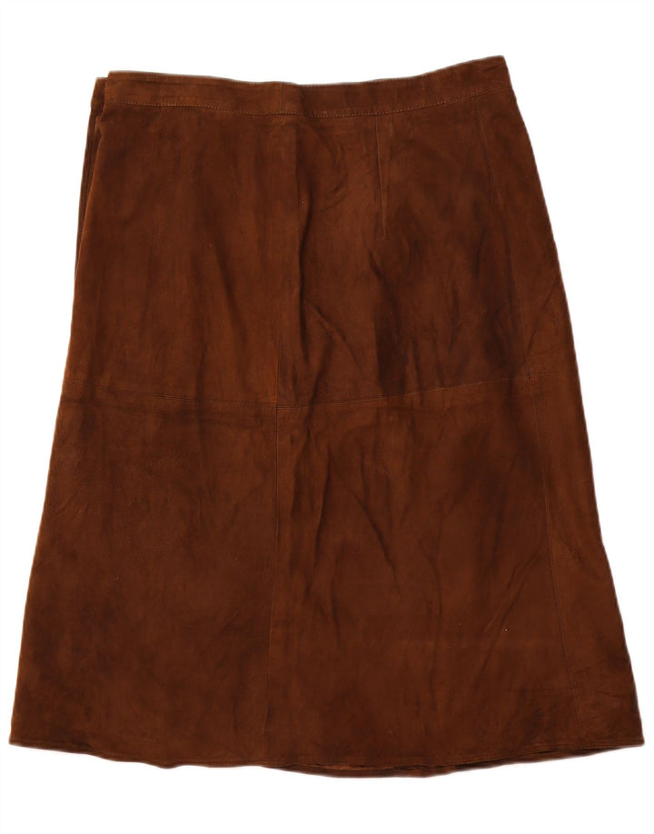VINTAGE Womens Suede Wrap Skirt W34 Large Brown