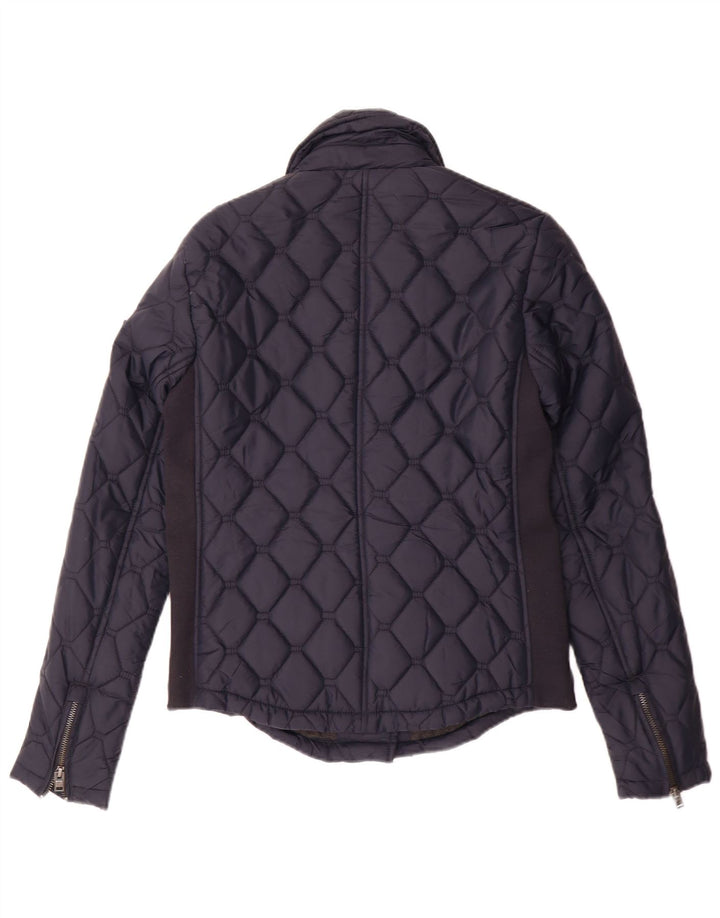 Superdry Womens Padded Quilted Jacket UK 10 Small Navy Blue Nylon