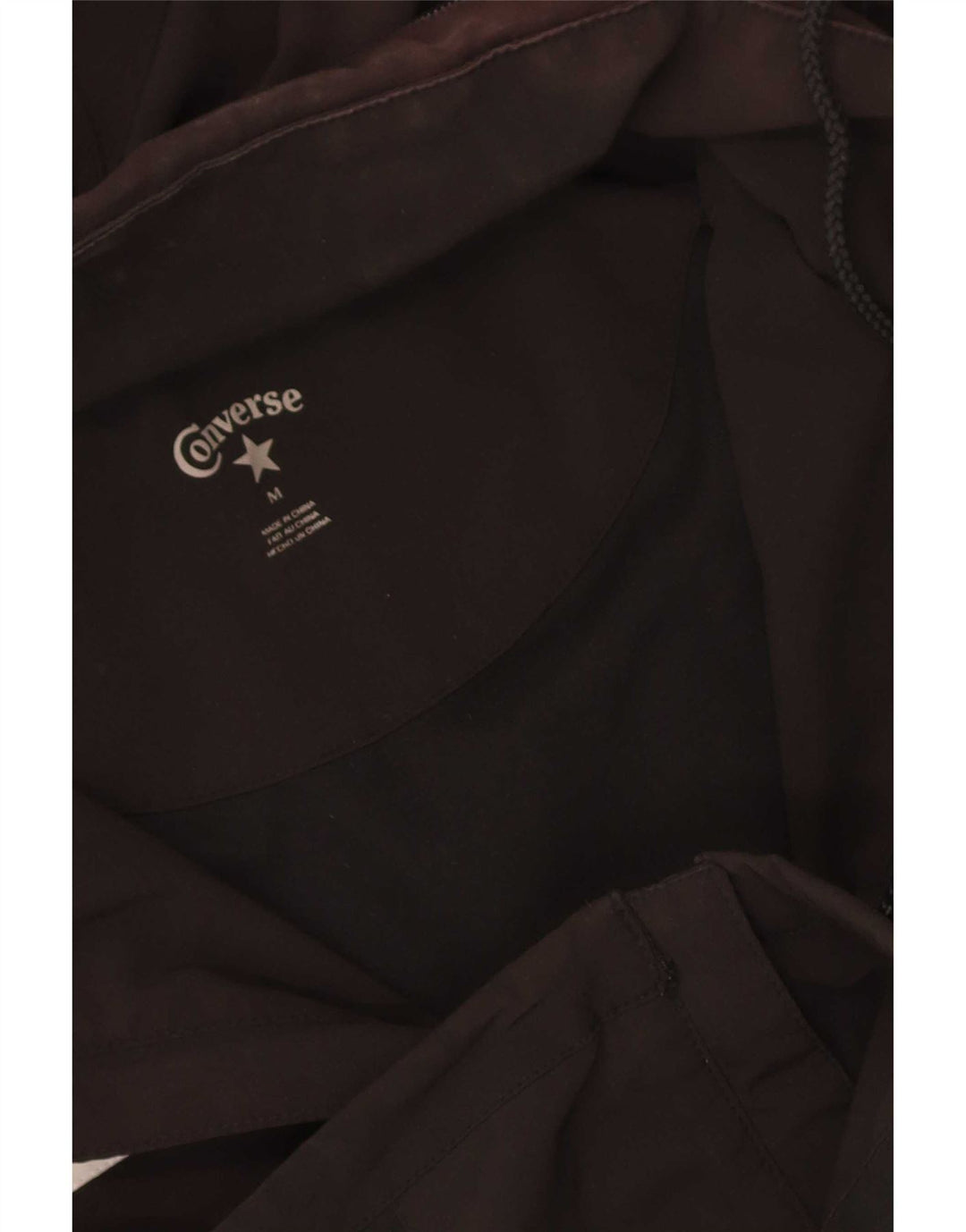 Converse Womens Hooded Windbreaker Jacket UK 14 Medium Black Colourblock