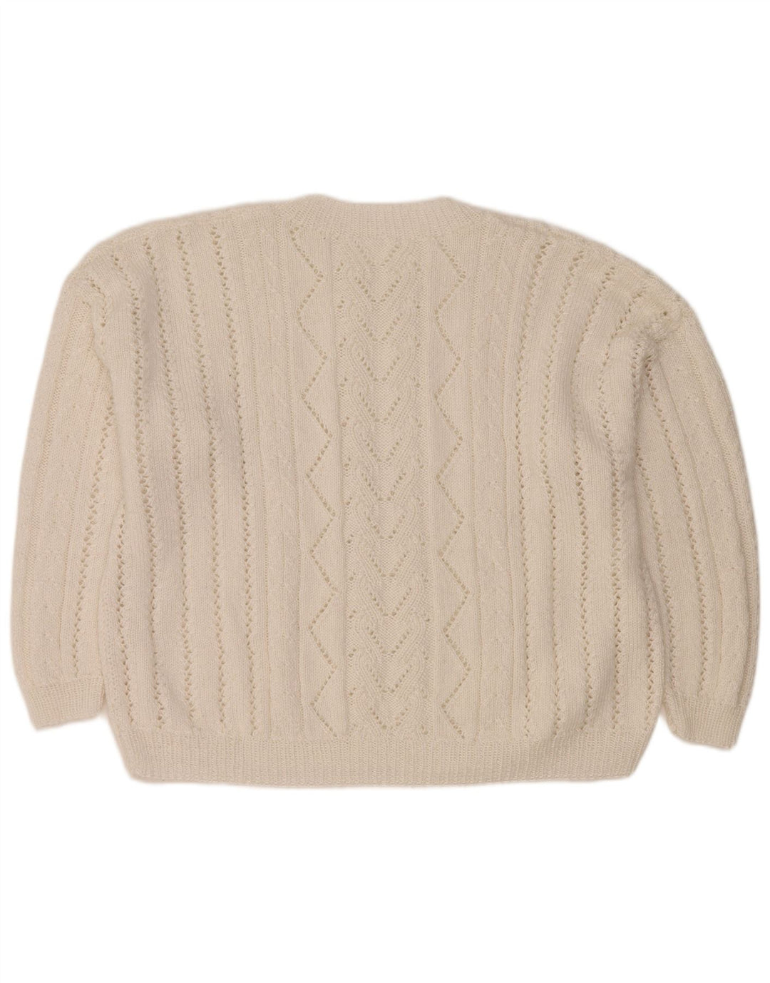 Vintage Womens Oversized Crew Neck Jumper Sweater UK 18 XL White