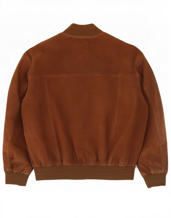 Vintage Mens Suede Bomber Jacket IT 52 XL Brown Leather