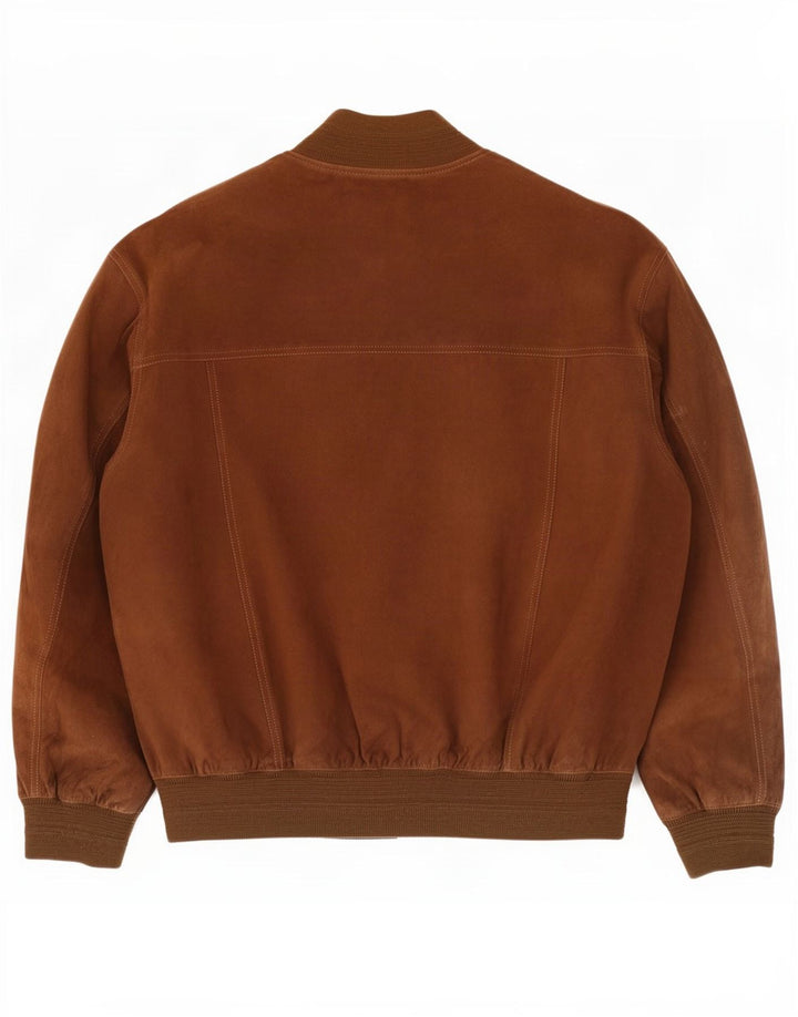 Vintage Mens Suede Bomber Jacket IT 52 XL Brown Leather