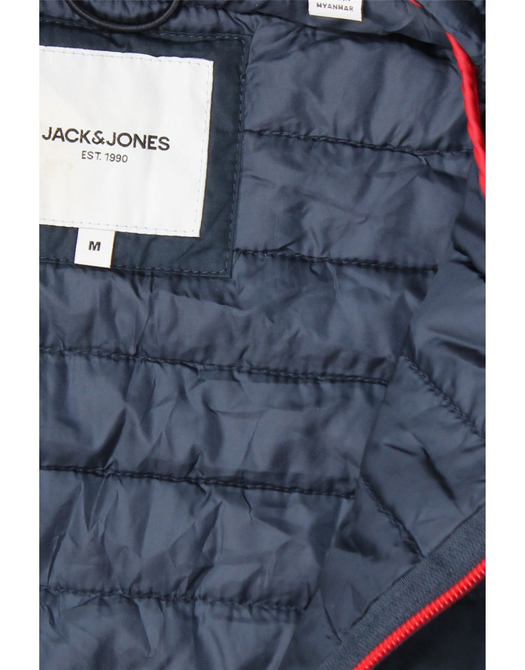 Jack & Jones Mens Hooded Padded Jacket UK 38 Medium Navy Blue