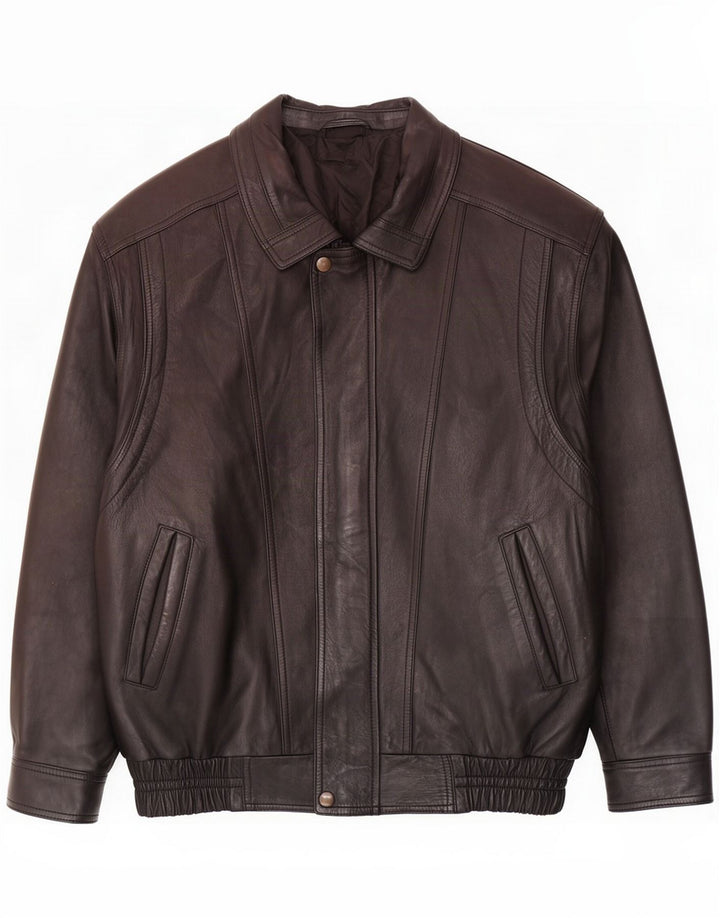 Vintage Mens Bomber Leather Jacket EU 50 Large Black