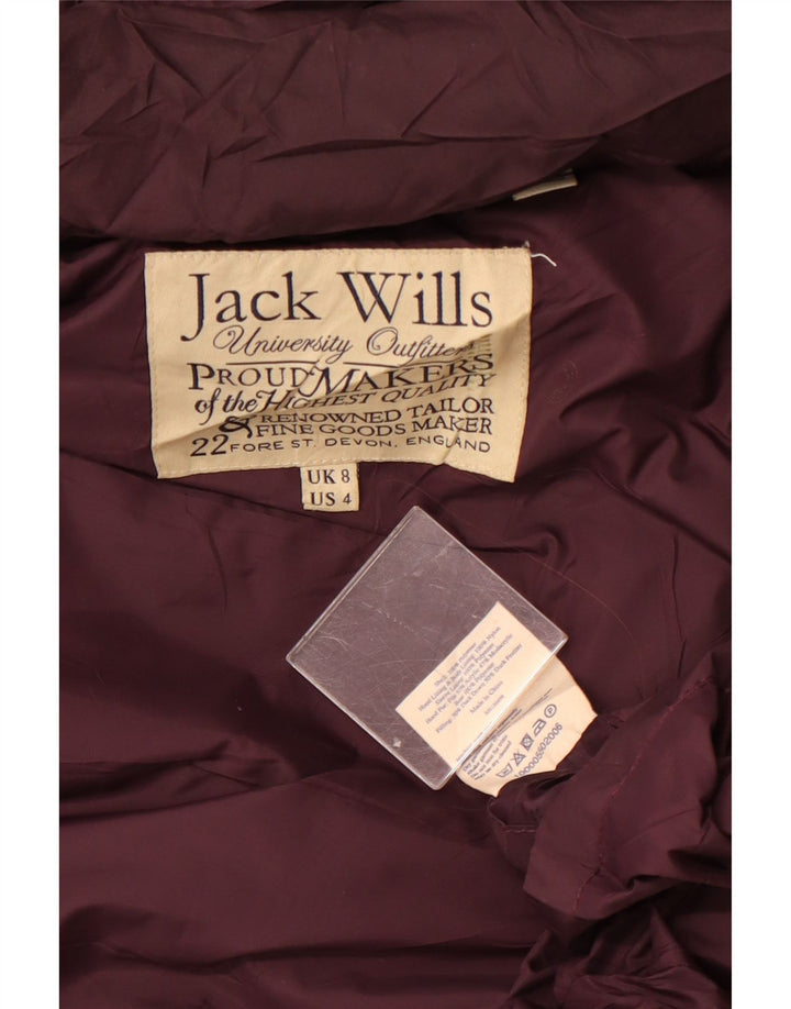 Jack Wills Womens Padded Padded Jacket UK 8 Small Burgundy Polyester