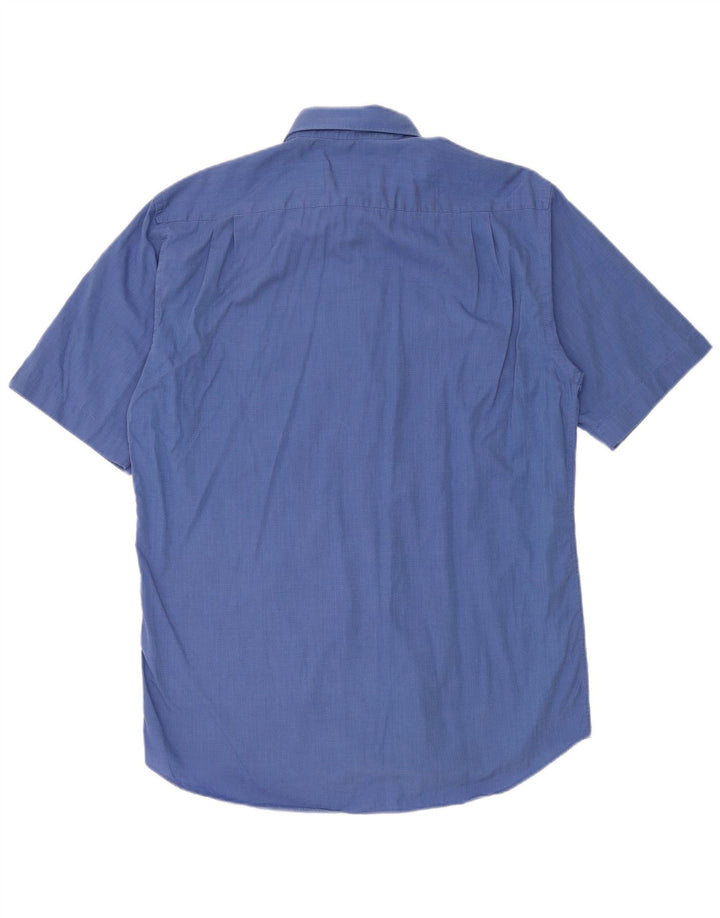 HUGO BOSS Mens Short Sleeve Shirt Size 39 15 1/2 Medium Blue Cotton