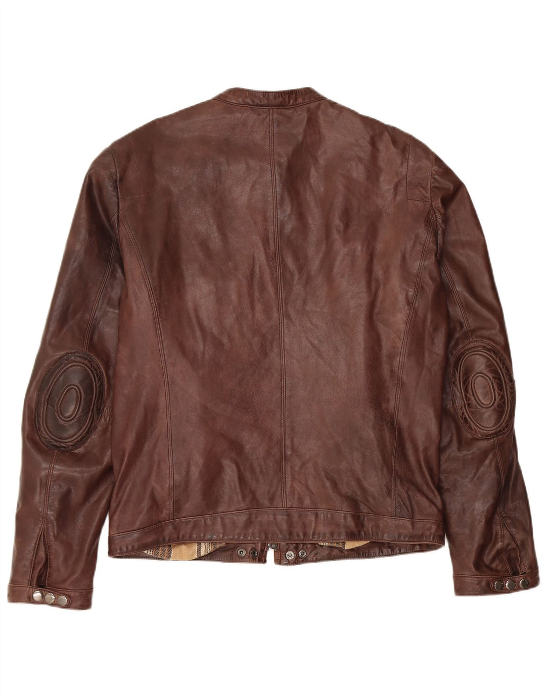 Zen Womens Leather Racer Jacket IT 52 2XL Brown Leather