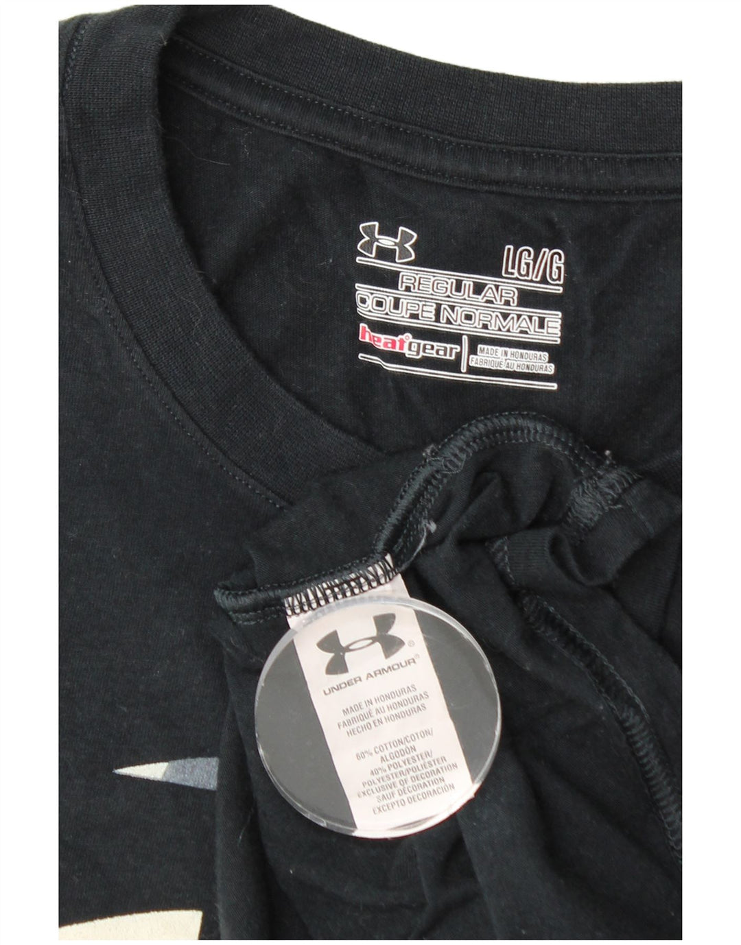 UNDER ARMOUR Mens Heat Gear Regular Graphic T-Shirt Top Large Black Cotton