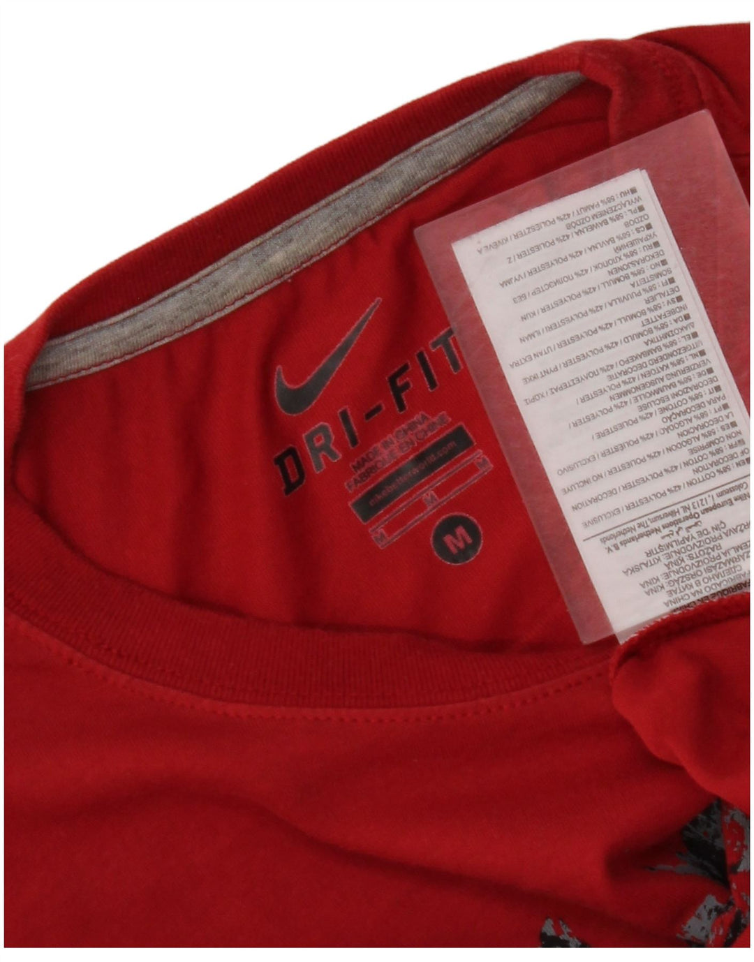 NIKE Mens Dri Fit Graphic T-Shirt Top Medium Red Cotton