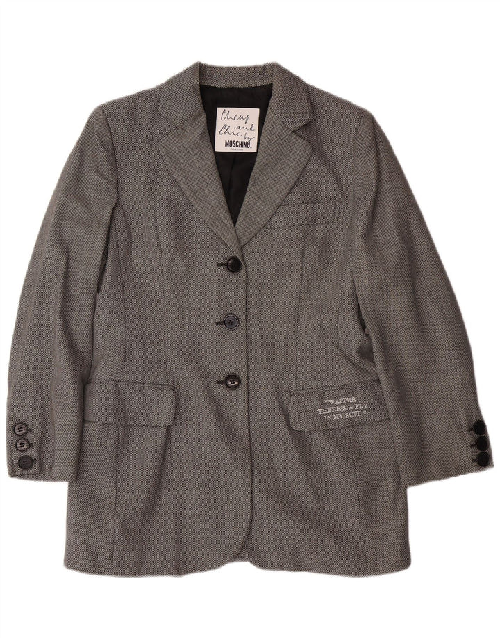 MOSCHINO Womens Cheap and Chic Blazer Jacket UK 14 Large Grey Classic