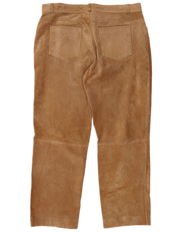 JCC Mens Straight Suede Trousers W40 L30 Beige Leather