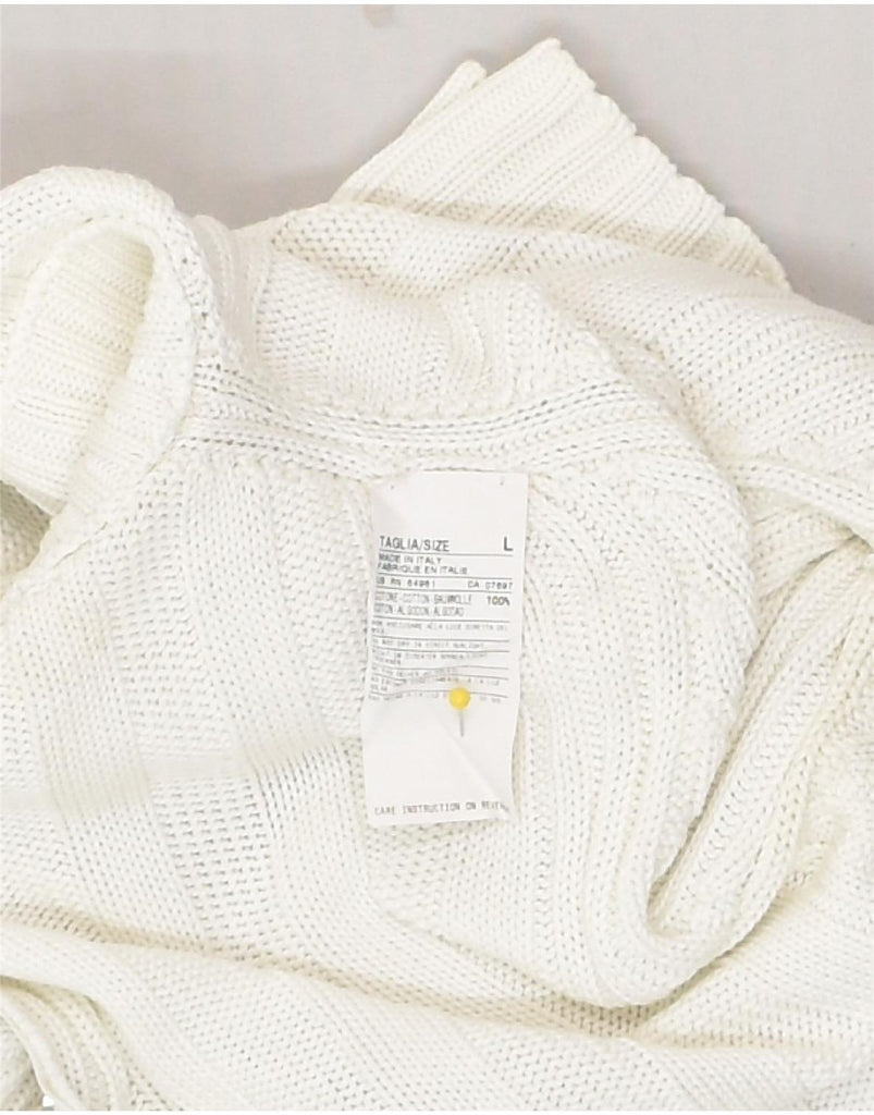 BENETTON Womens Cardigan Sweater UK 16 Large White Cotton | Vintage Benetton | Thrift | Second-Hand Benetton | Used Clothing | Messina Hembry 