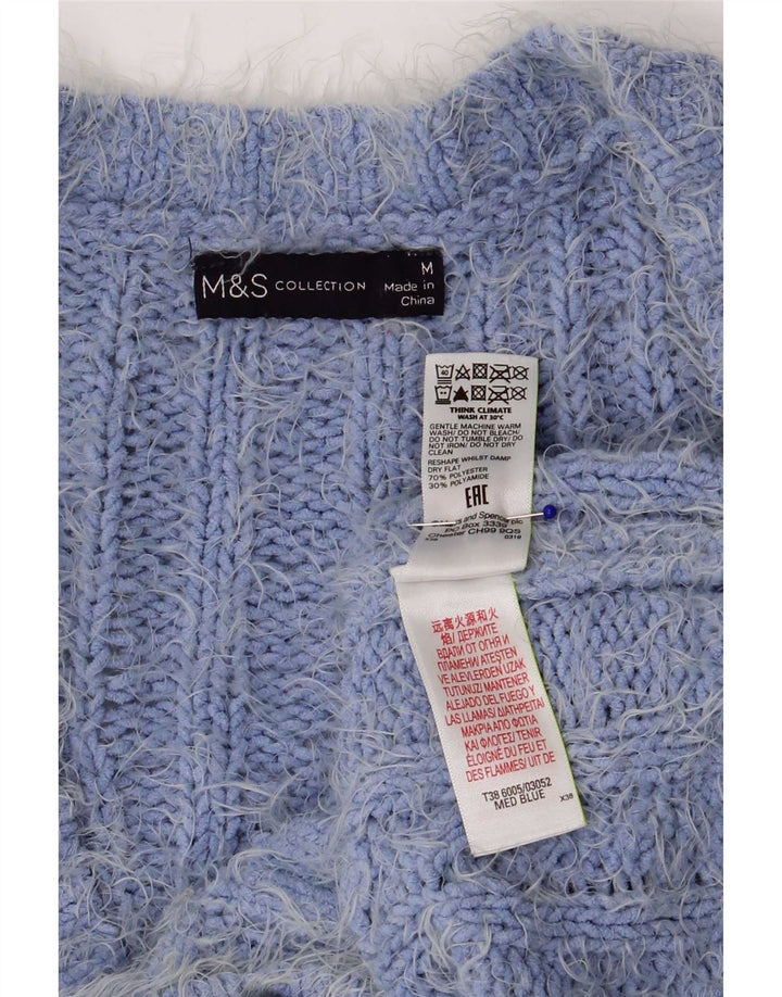 Marks & Spencer Womens Cardigan Sweater UK 14 Medium Blue Polyester