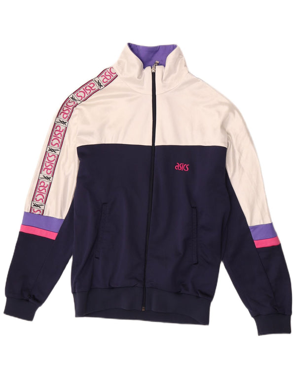 Asics Mens Graphic Tracksuit Top Jacket IT 50 Medium White Colourblock