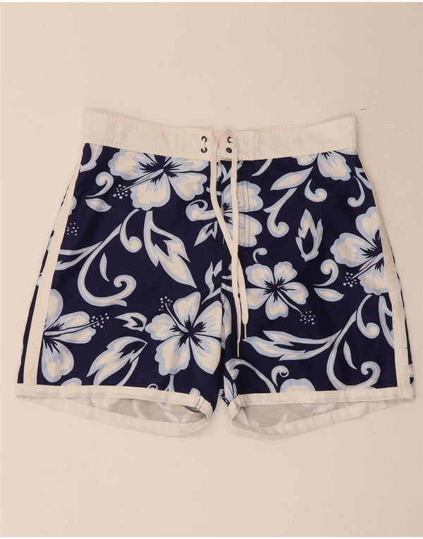 Sundek Mens Swimming Shorts Medium  Navy Blue Floral Polyester