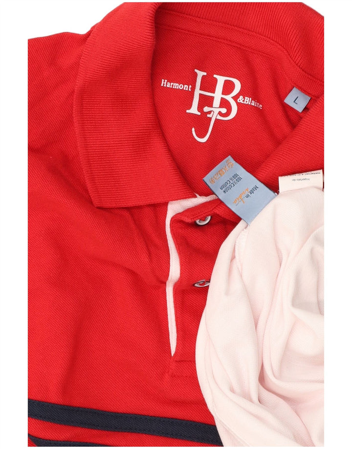Harmont & Blaine Mens Polo Shirt Large Red Colourblock Cotton