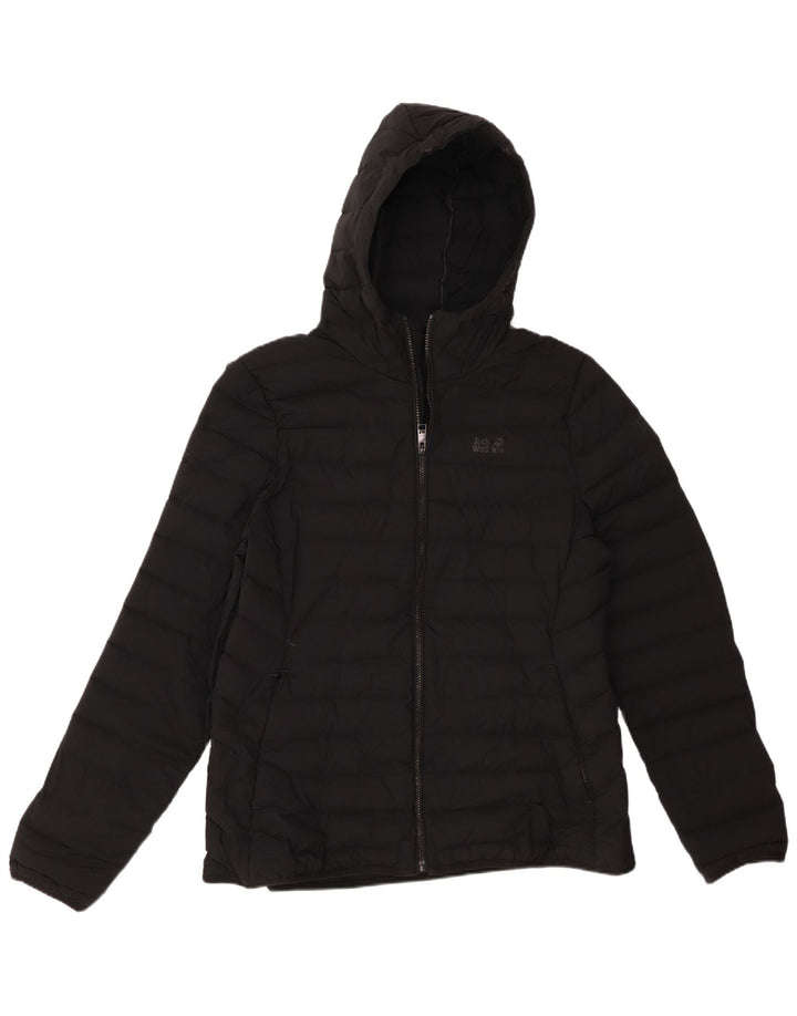 Jack Wolfskin Womens Hooded Padded Jacket UK 18 XL Black Polyamide