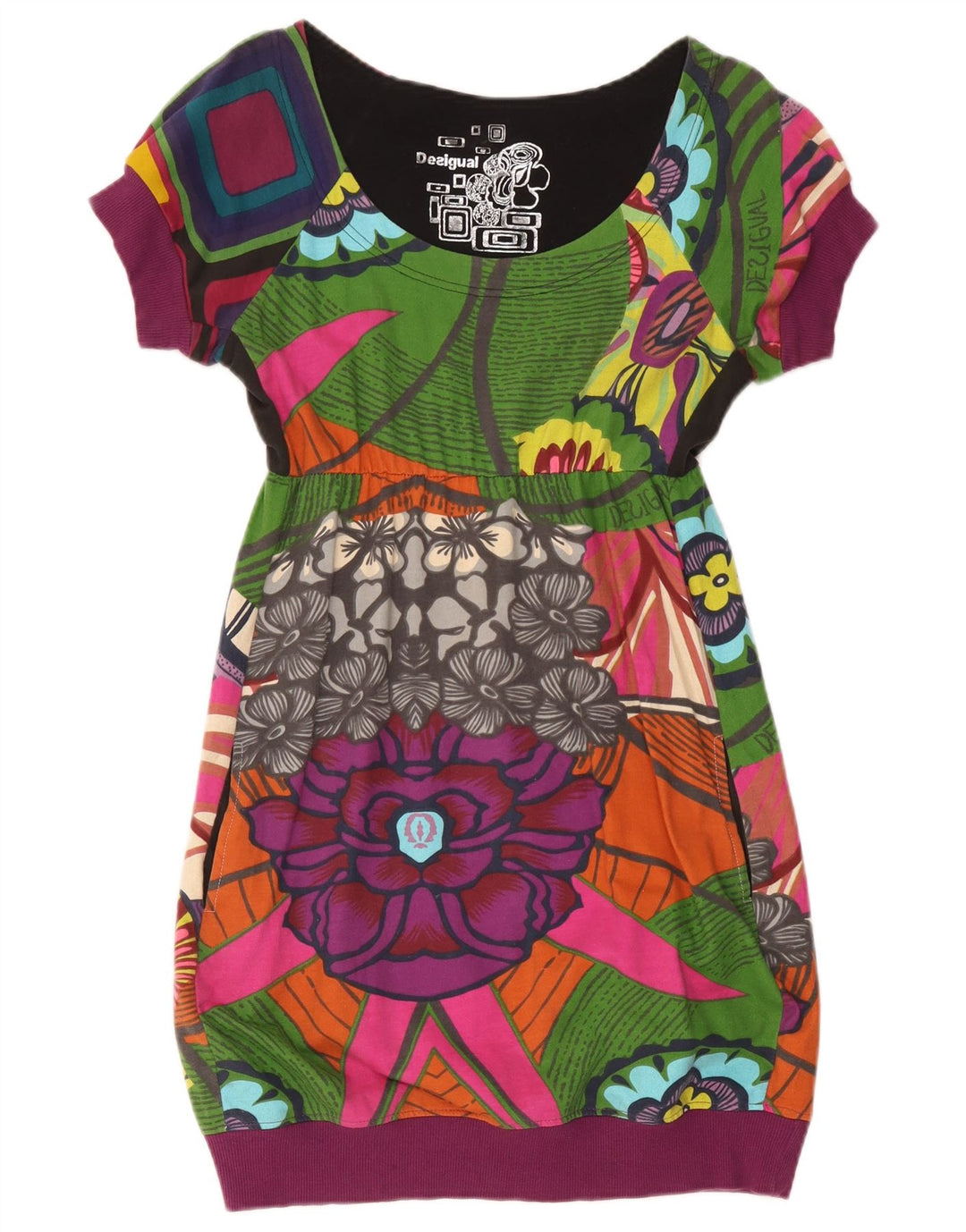 Desigual Womens Graphic Bubble Dress UK 10 Small Multicoloured Floral