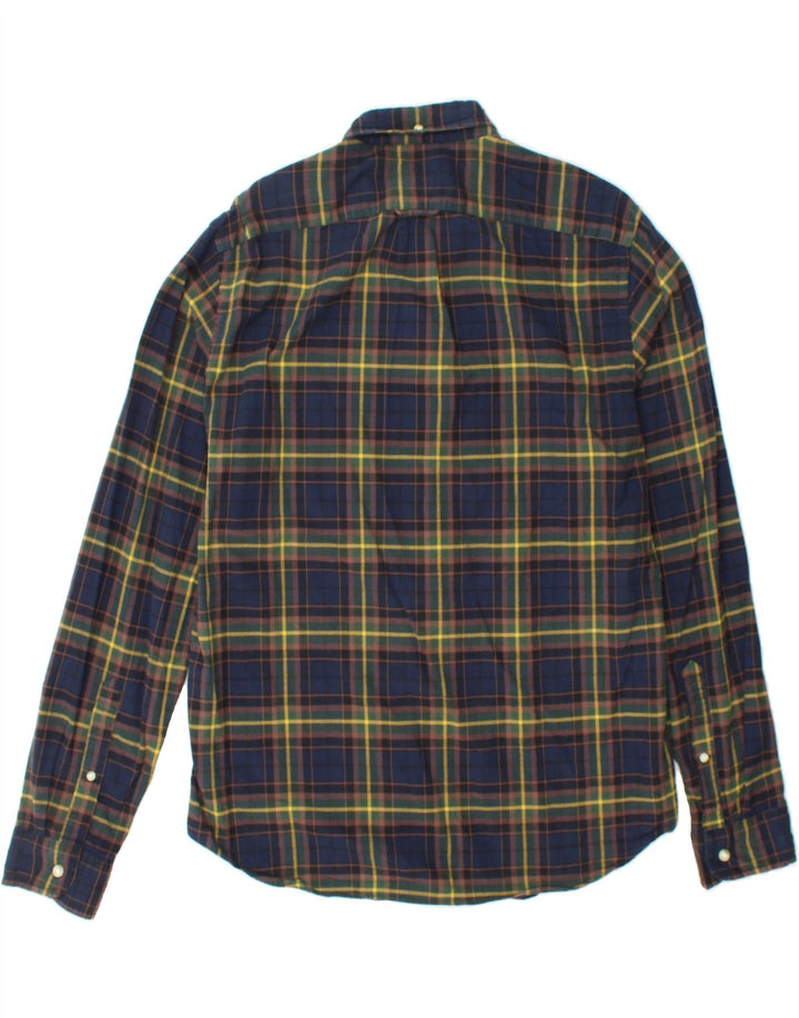 J. CREW Mens Slim Flannel Shirt Large Navy Blue Check Cotton Vintage J. Crew and Second-Hand J. Crew from Messina Hembry 