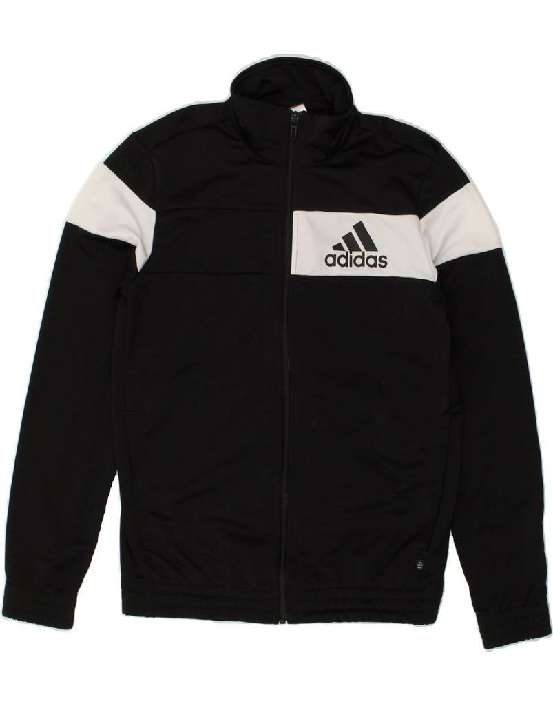 ADIDAS Boys Tracksuit Top Jacket 11-12 Years Black Colourblock Polyester | Vintage Adidas | Thrift | Second-Hand Adidas | Used Clothing | Messina Hembry 