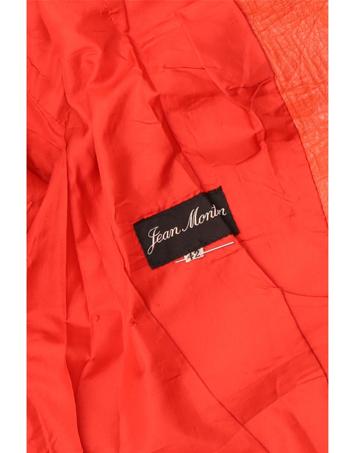VINTAGE Womens 2 Button Leather Blazer Jacket IT 42 Medium Orange