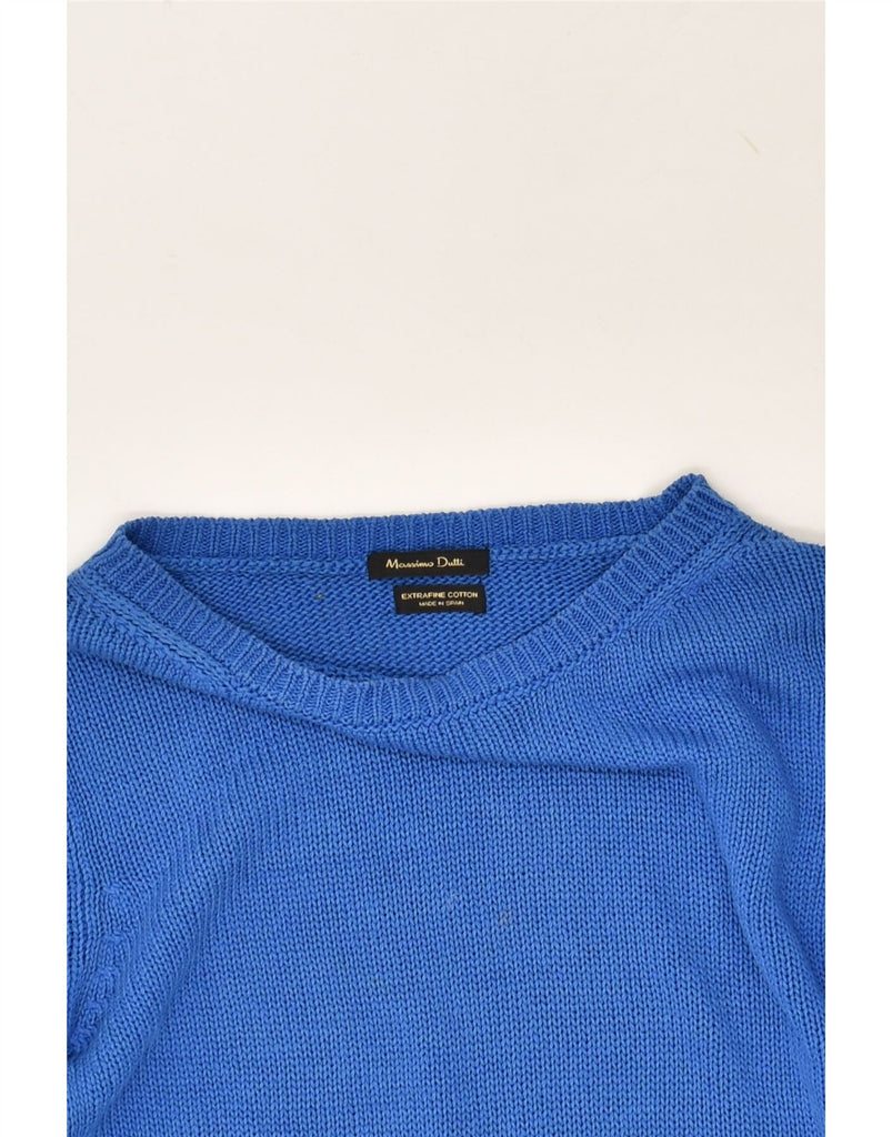 MASSIMO DUTTI Womens Boat Neck Jumper Sweater UK 12 Medium Blue Cotton | Vintage Massimo Dutti | Thrift | Second-Hand Massimo Dutti | Used Clothing | Messina Hembry 